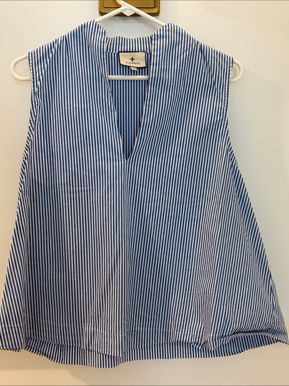 Tuckernuck Blue and White Striped V-Neck Sleeveless Top